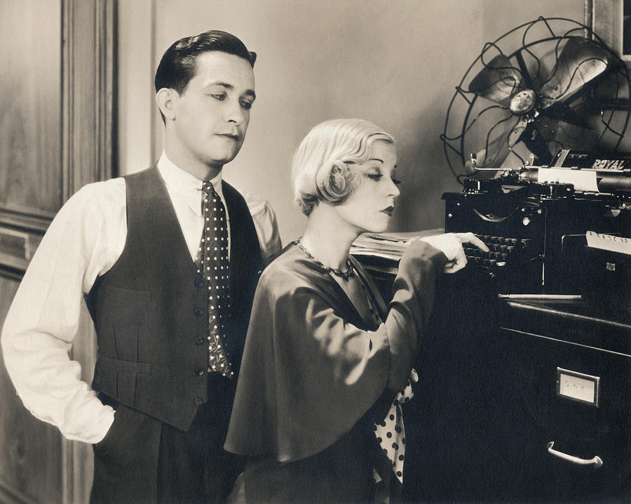 Hollywood Photograph - Secretary Tries Typing by Underwood Archives