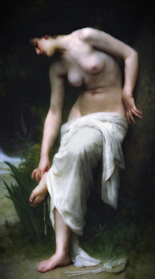 Nude Mixed Media - Secretly She Bathes At Night by Georgiana Romanovna