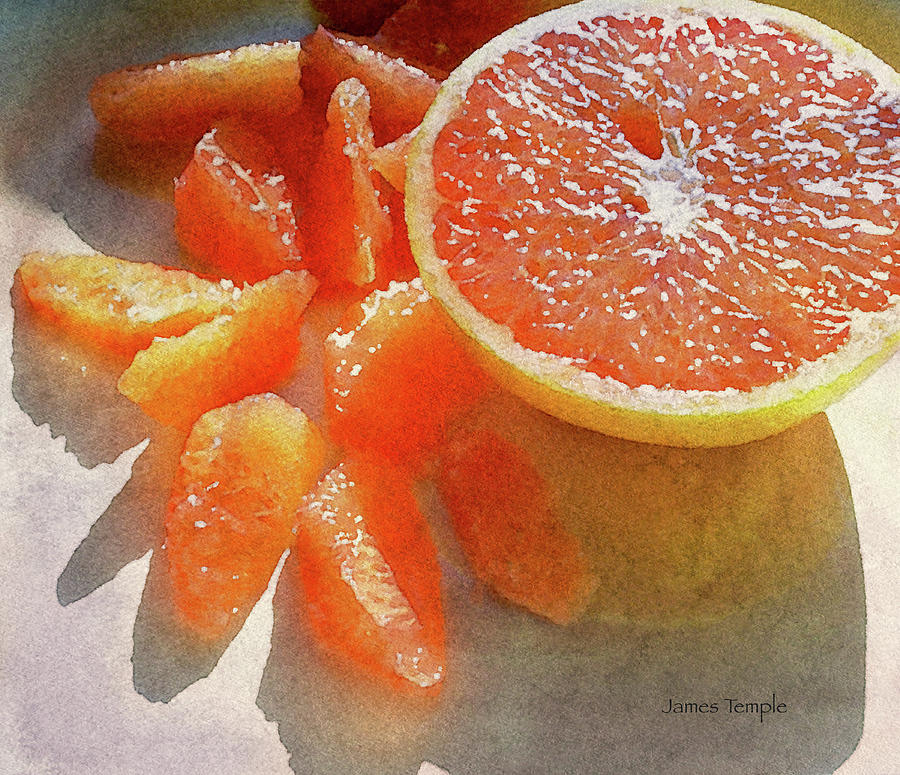 Grapefruit Sections Digital Art - Sunrise Sections Digital Watercolor by James Temple
