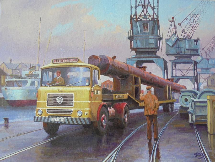 Seddon at the docks. Painting by Mike Jeffries