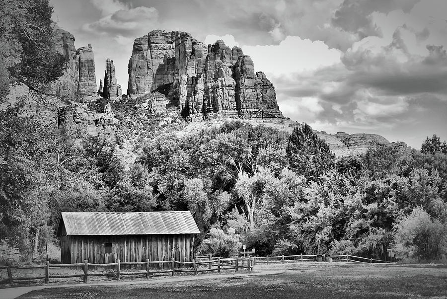 Black And White Photograph - Sedona Arizona Landscape - Cathedral Point by Gregory Ballos