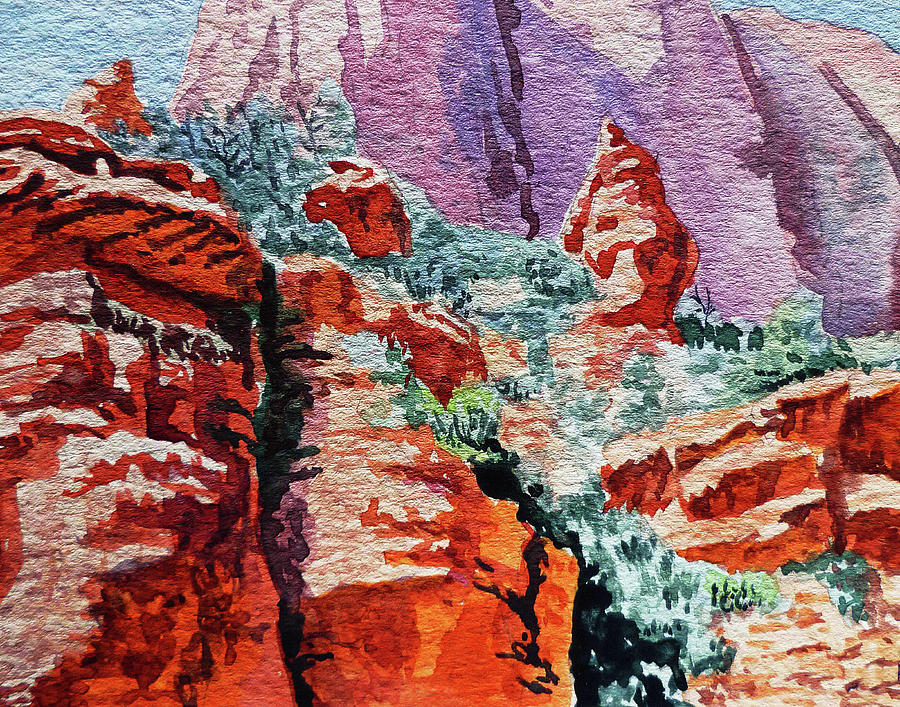 Sedona Arizona Rocky Canyon Painting by Irina Sztukowski