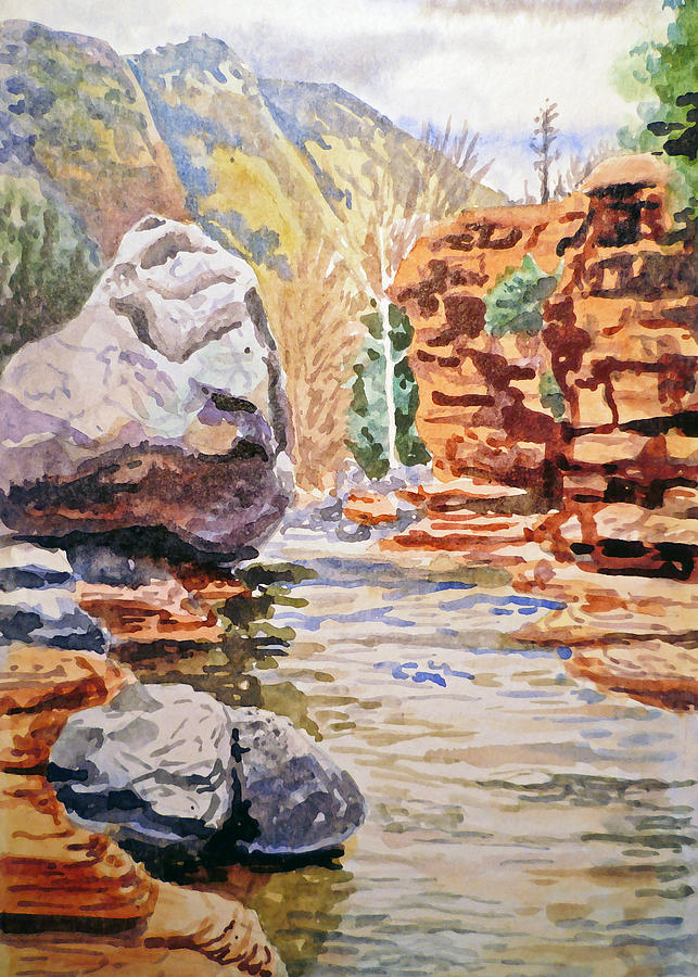 Sedona Arizona Slide Creek Painting by Irina Sztukowski