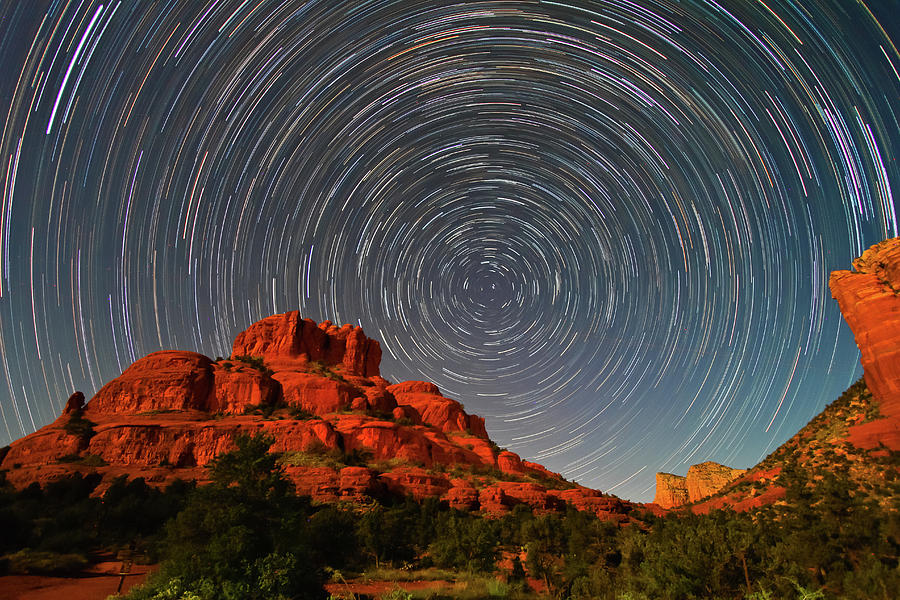 Sedona Bell Rock startrails Photograph by Greg Smith
