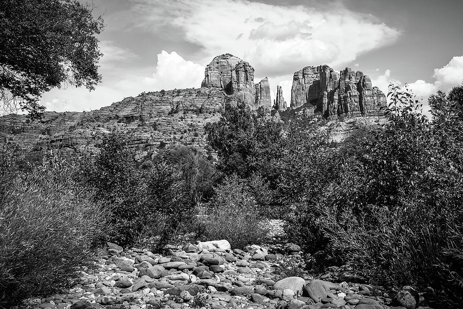 Sedona Photograph - Sedonas Red Rock Crossing in Black and White by Gregory Ballos