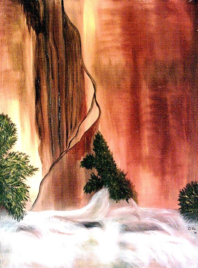 Tree Painting - Sedonas Waterfall by Ofelia Uz  