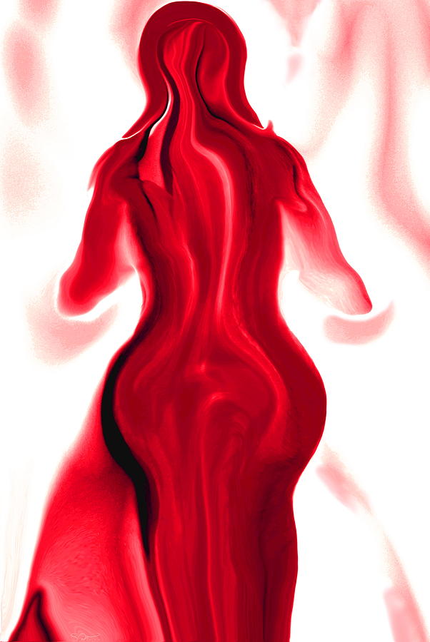 Seductress in Red Lipstick Dress Digital Art by Abstract Angel Artist Stephen K