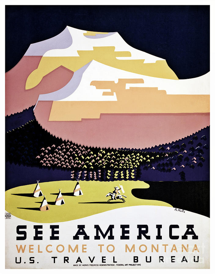 See America Montana travel ad Drawing by Heidi De Leeuw