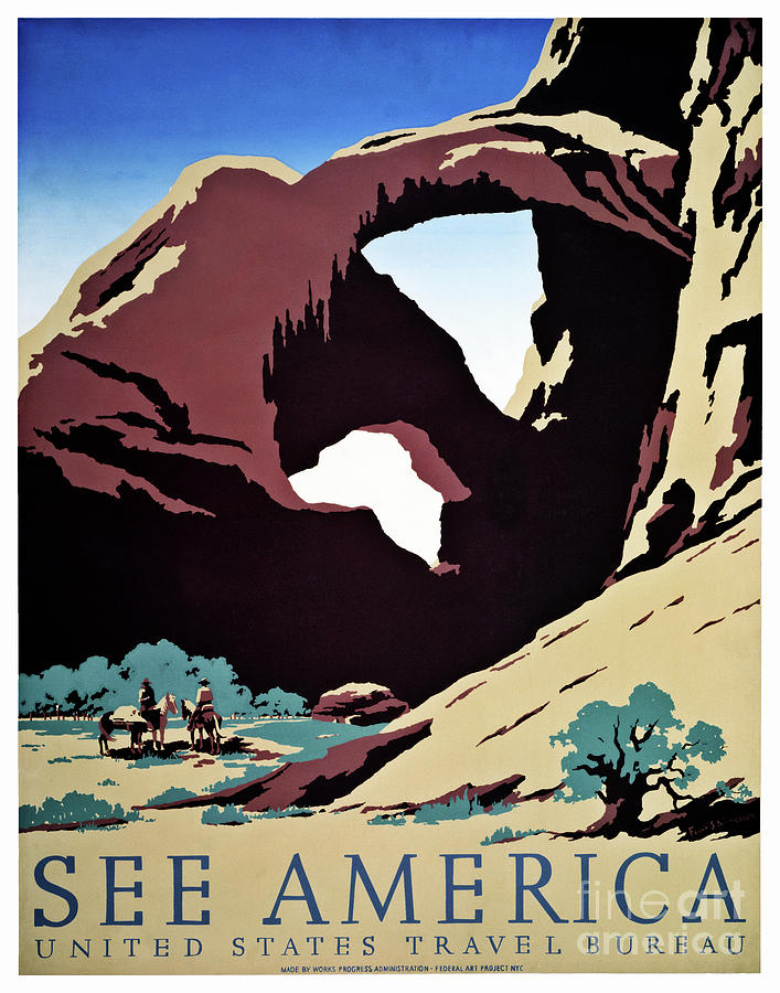 See America travel ad Drawing by Heidi De Leeuw