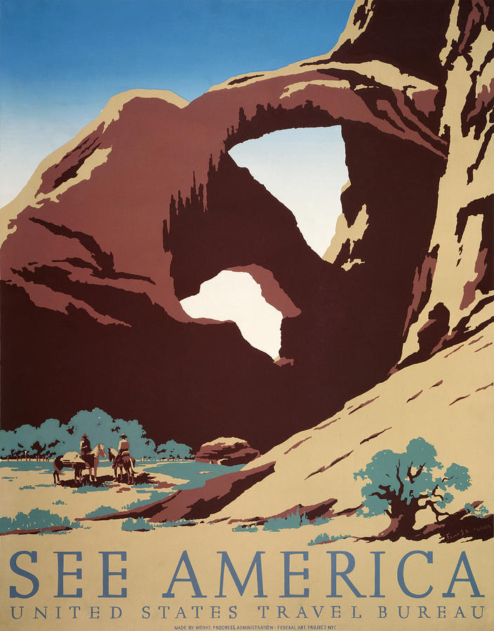 See America - United States Travel Bureau - WPA Painting by War Is Hell Store