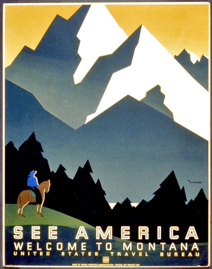 US Seller 1937 vedere l'America benvenuto in Montana Travel Poster Home Decor Regali 
