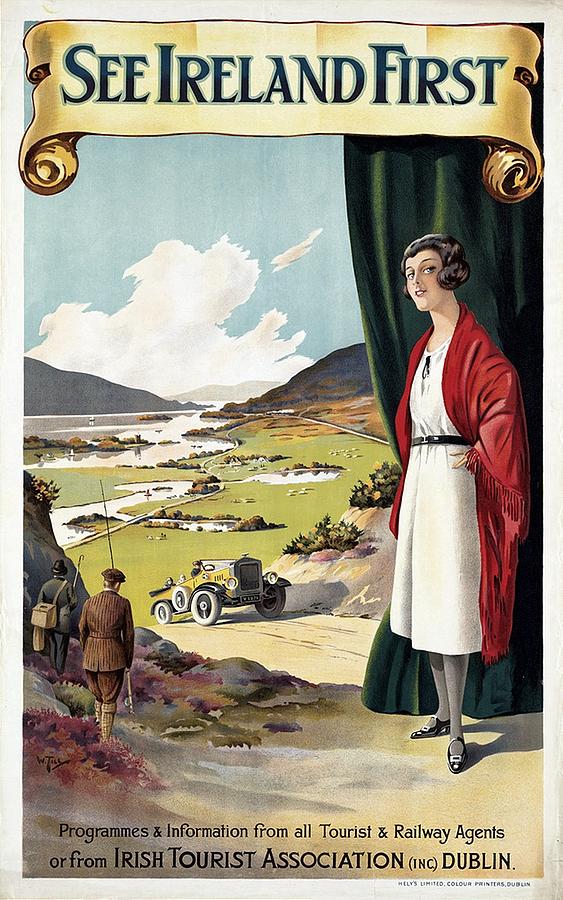 Vintage Mixed Media - See Ireland First - Irish Tourist Association - Retro travel Poster - Vintage Poster by Studio Grafiikka
