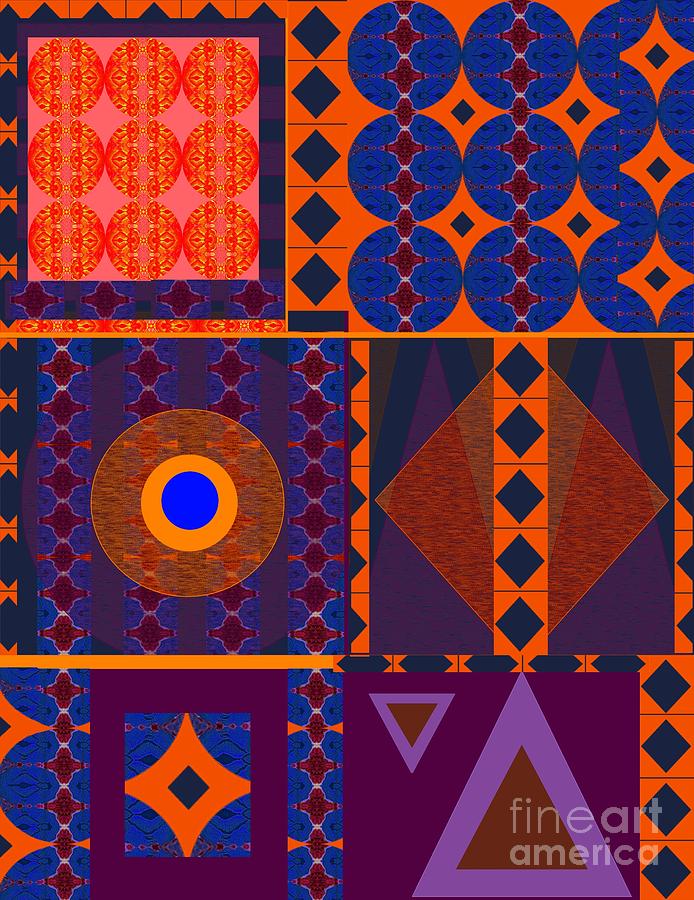 Seeking Unity - In Orange and Purple and Blue Digital Art by Helena Tiainen