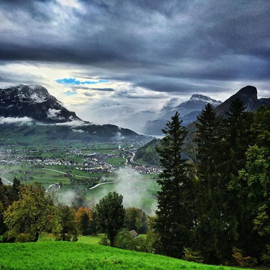 Mountain Photograph - #seewen #schwyz #autumn #clowds #rain by Thomas Lindauer