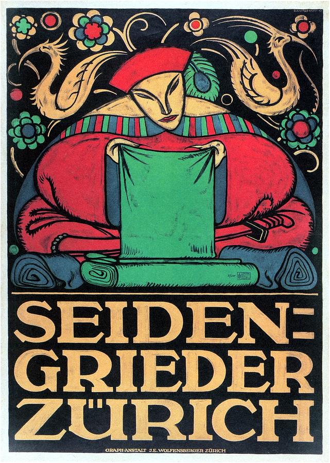 Seiden-Grieder Zurich - German - Retro travel Poster - Vintage Poster Mixed Media by Studio Grafiikka