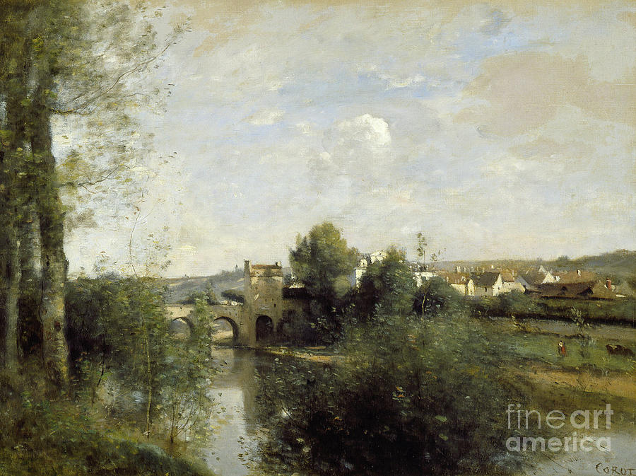 Jean Baptiste Camille Corot Painting - Seine and Old Bridge at Limay, 1872 by Jean Baptiste Camille Corot