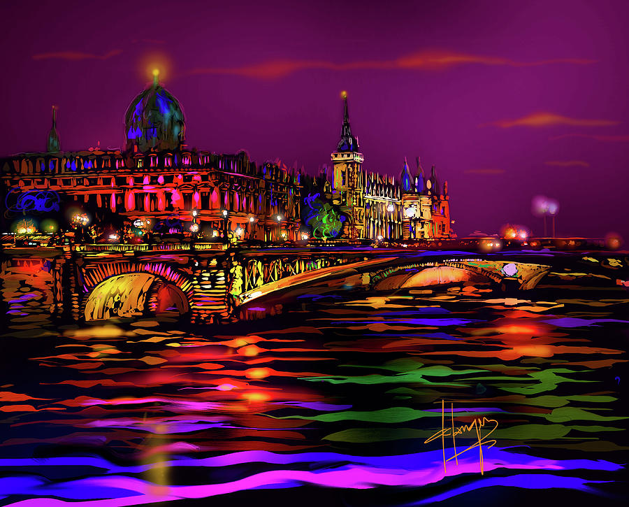 Seine, Paris Painting by DC Langer