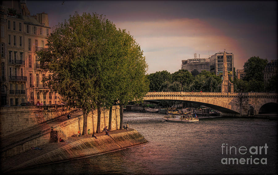 Seine River Boat Bridge Paris Color  Photograph by Chuck Kuhn