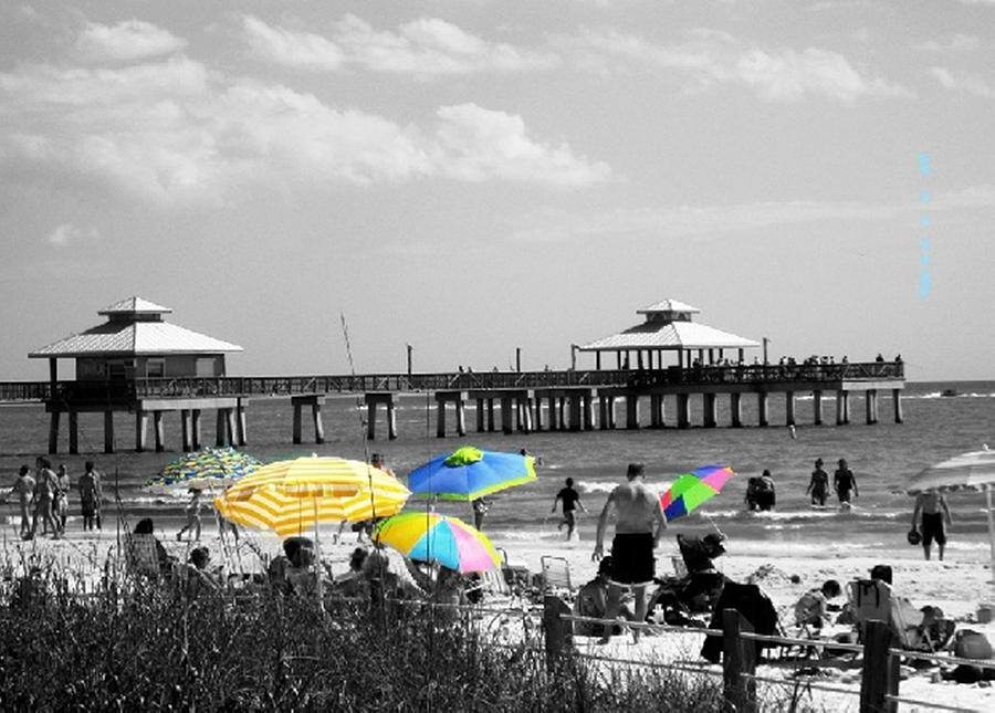 Selective Color Beach Scene Mixed Media by Mary Pille