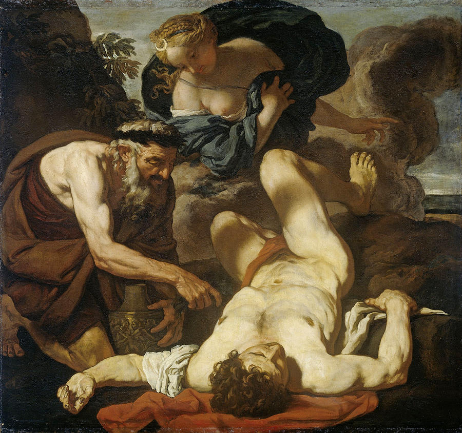 Selene and Endymion Painting by Attributed to Johann Carl Loth