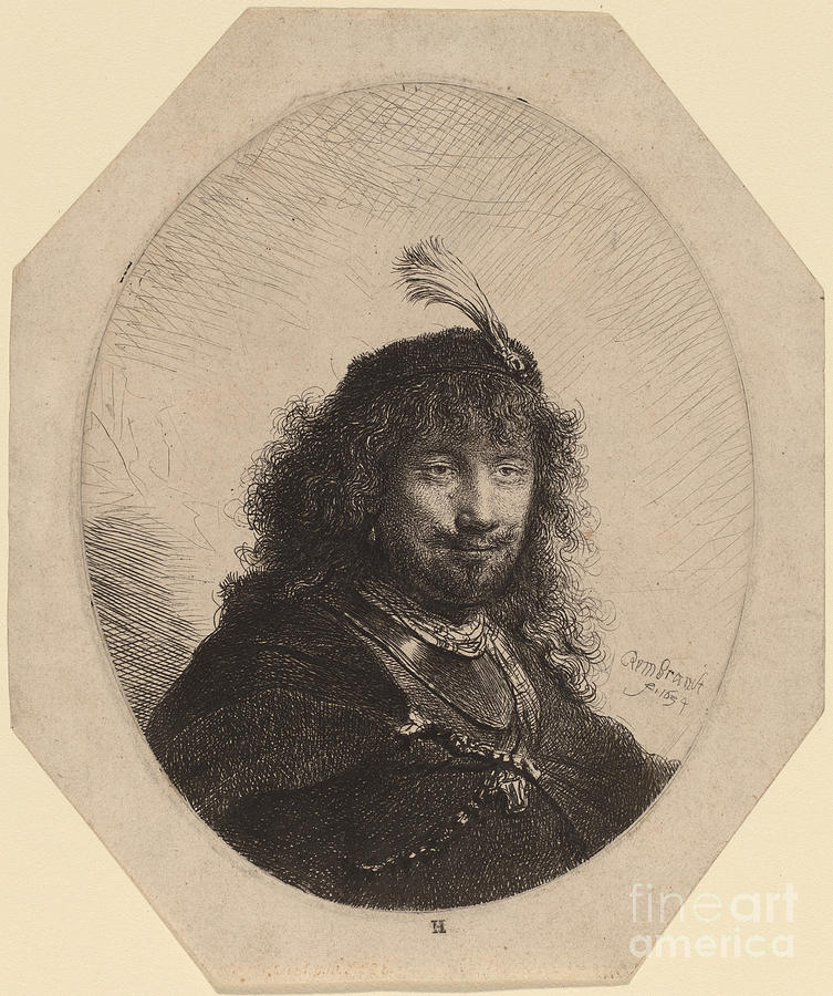 Self-portrait (?) With Plumed Cap And Lowered Sabre Drawing By ...