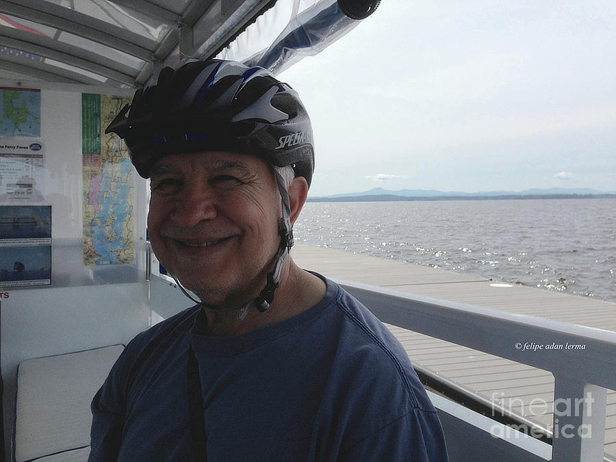 Self Portrait 10 - Crossing Lake Champlain Bike Path Gap via the Bike Ferry Photograph by Felipe Adan Lerma