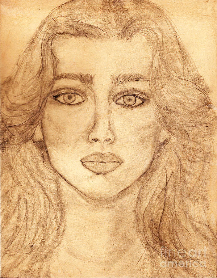 Sketches Drawing - Self Portrait - Earlier Years by Debbie Davidsohn