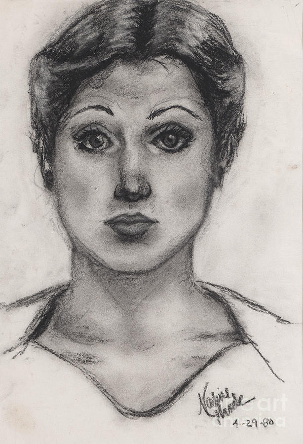 Self Portrait at Age 18 Drawing by Nadine Rippelmeyer