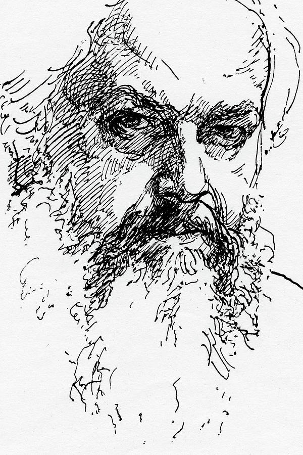 Self-Portrait Drawing by Attila Meszlenyi