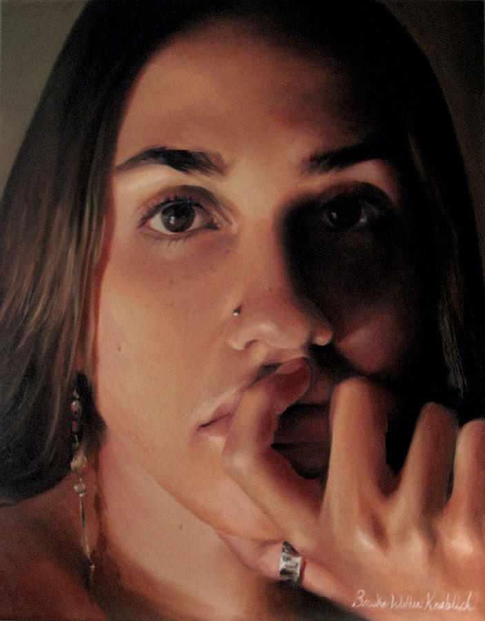Portrait Painting - Self Portrait by Candlelight by Brooke Walker-Knoblich