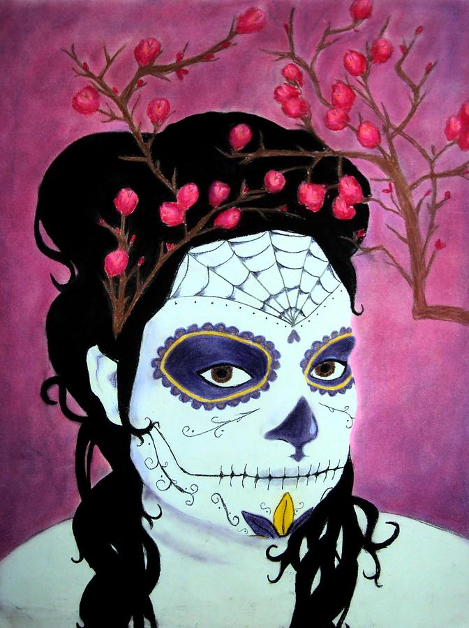 Dia De Los Muertos Drawing - Self Portrait  by Ciera Duran