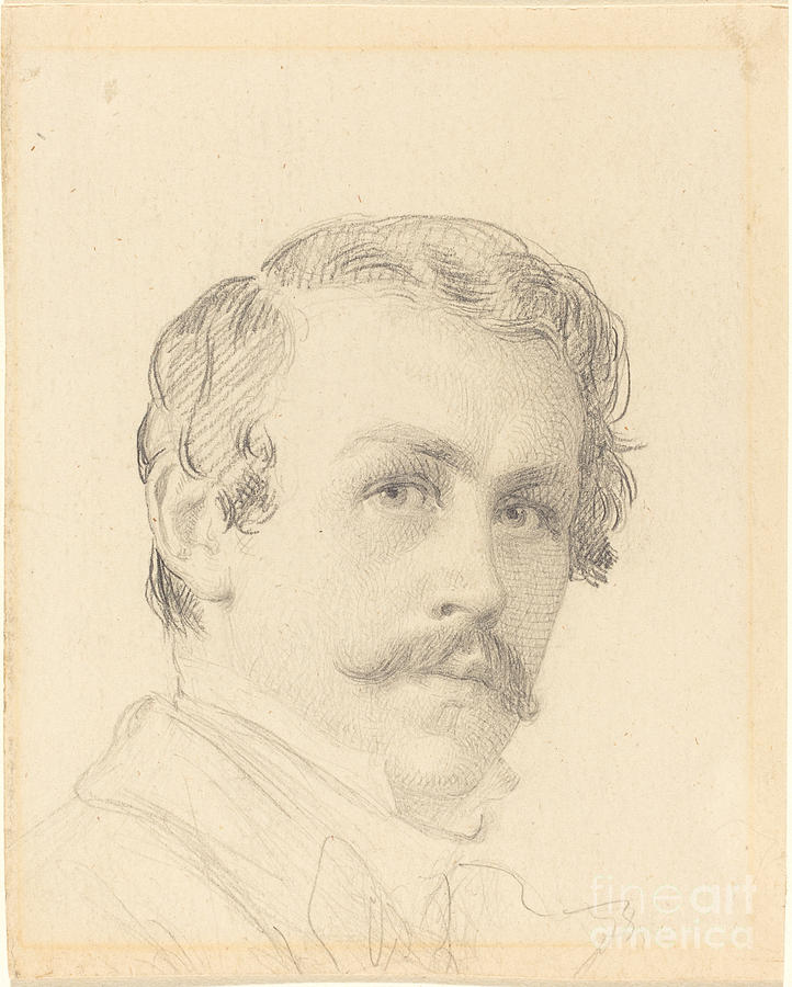 Self-portrait Drawing by Eastman Johnson