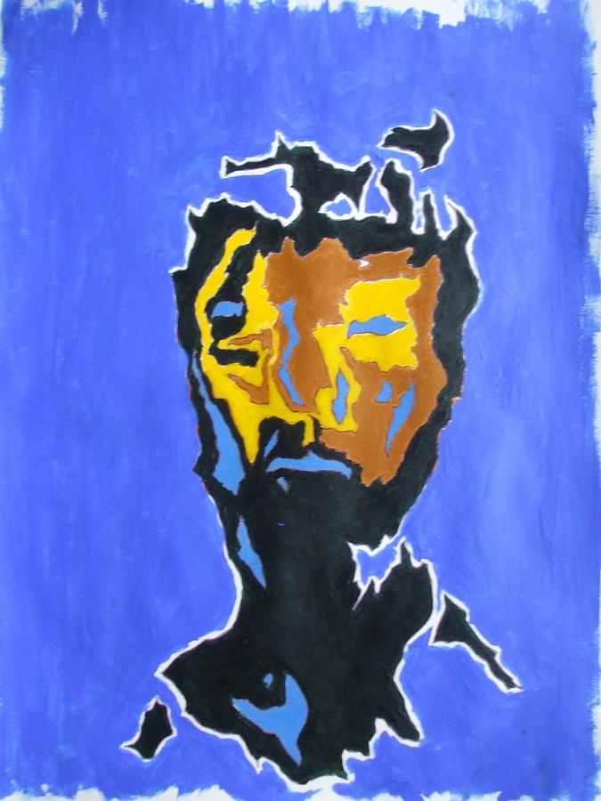 Self Portrait Painting - Self Portrait From A Broken Mirror by Dave Montgomery