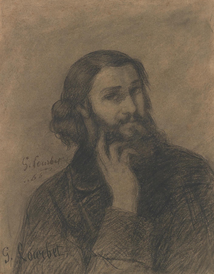 Self-Portrait Drawing by Gustave Courbet