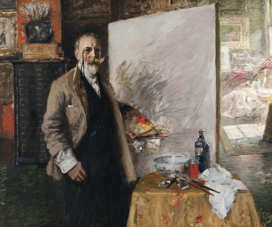 Self Portrait in 4th Avenue Studio Painting by William Merritt Chase