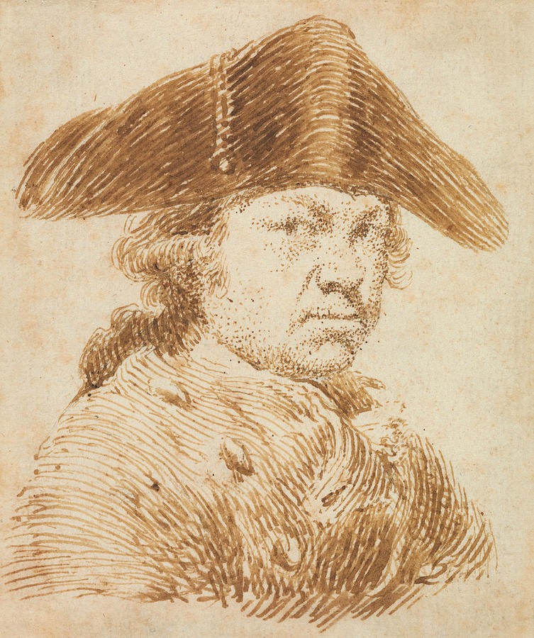 Self-Portrait in a Cocked Hat Drawing by Francisco Goya