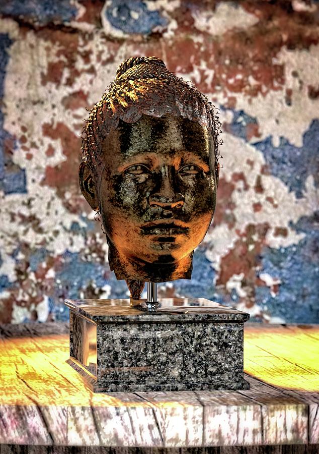 Self-Portrait in Bronze in Studio 2009 Sculpture by Sanaa Tendaji