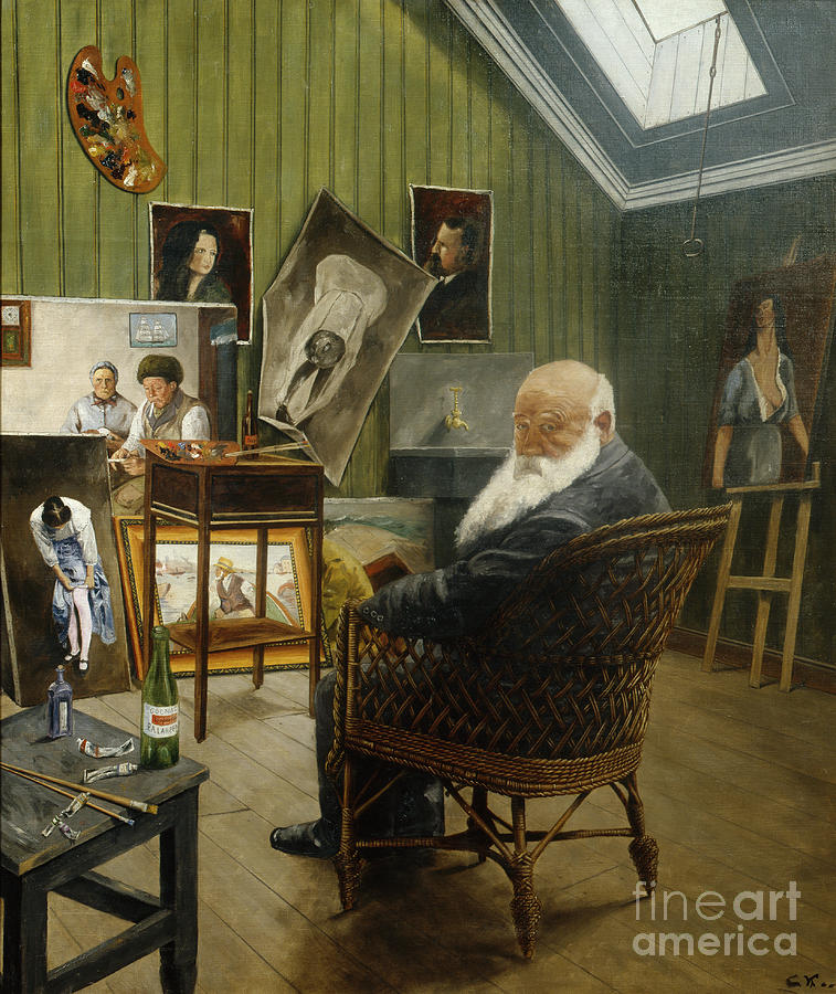 Self-portrait in the studio Painting by by O Vaering