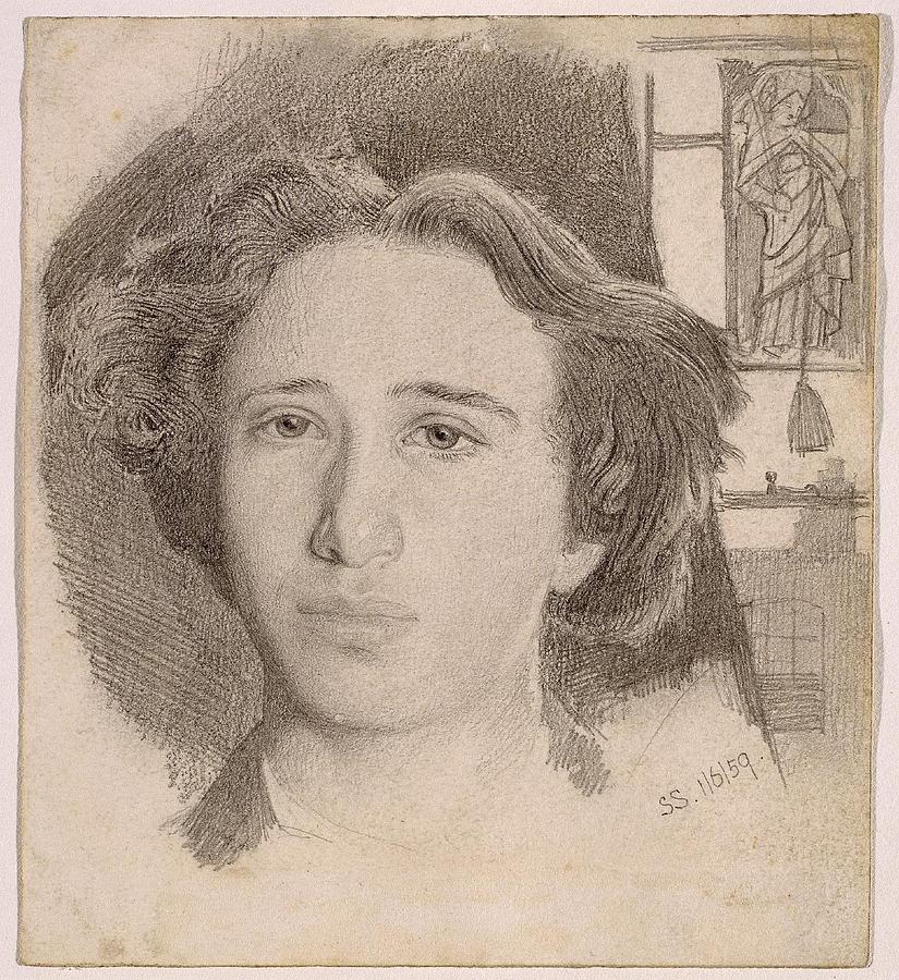 Woman Painting - Self Portrait by Simeon Solomon