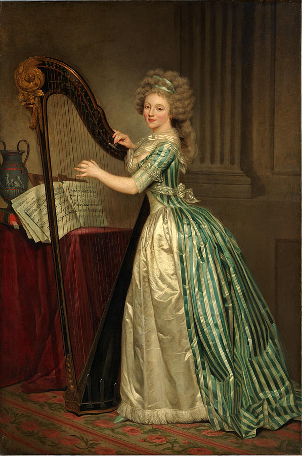 Self-Portrait with a Harp Painting by Rose-Adelaide Ducreux