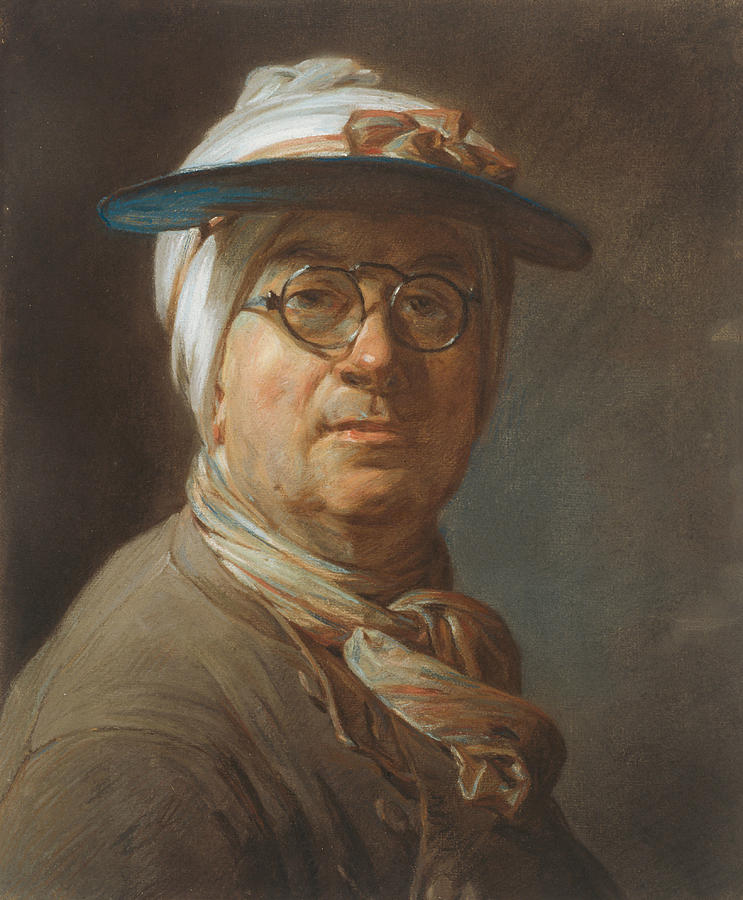 Self-Portrait with a Visor Pastel by Jean-Baptiste-Simeon Chardin ...
