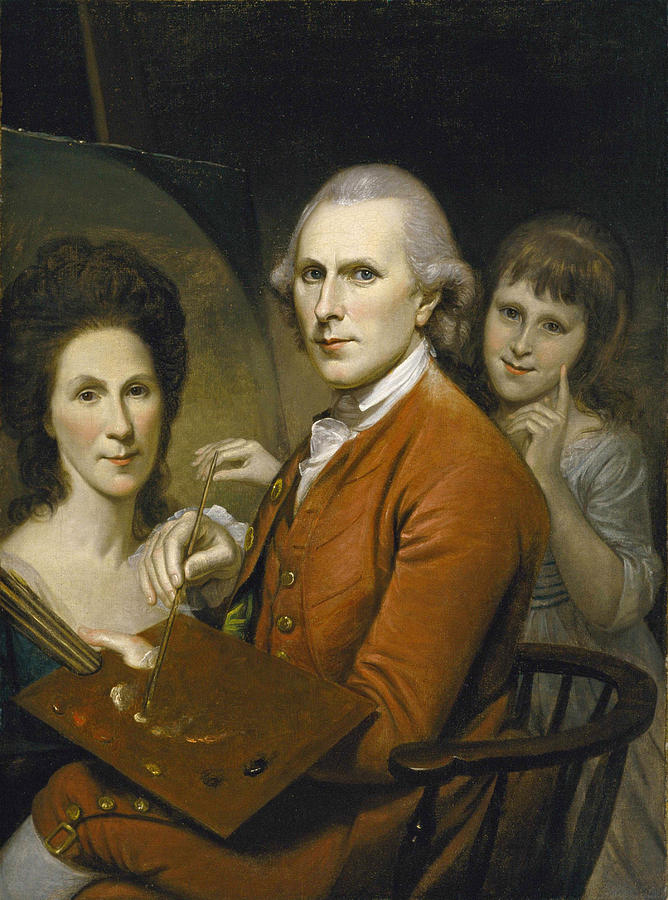 Self-Portrait with Angelica and Portrait of Rachel   Painting by Charles Willson Peale