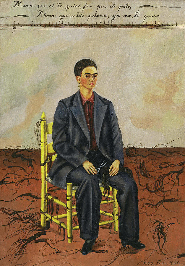 Frida Kahlo Painting -  Self-Portrait with Cropped Hair by Frida Kahlo