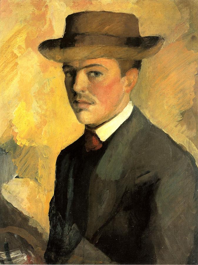 Self Portrait With Hat Painting