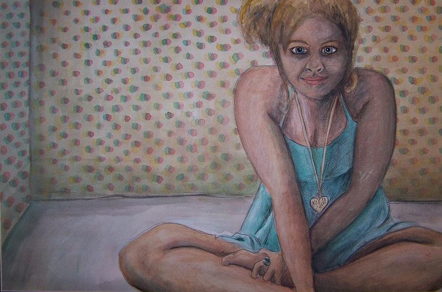 Girl Painting - Self Portrait With Reality by Corey Stewart