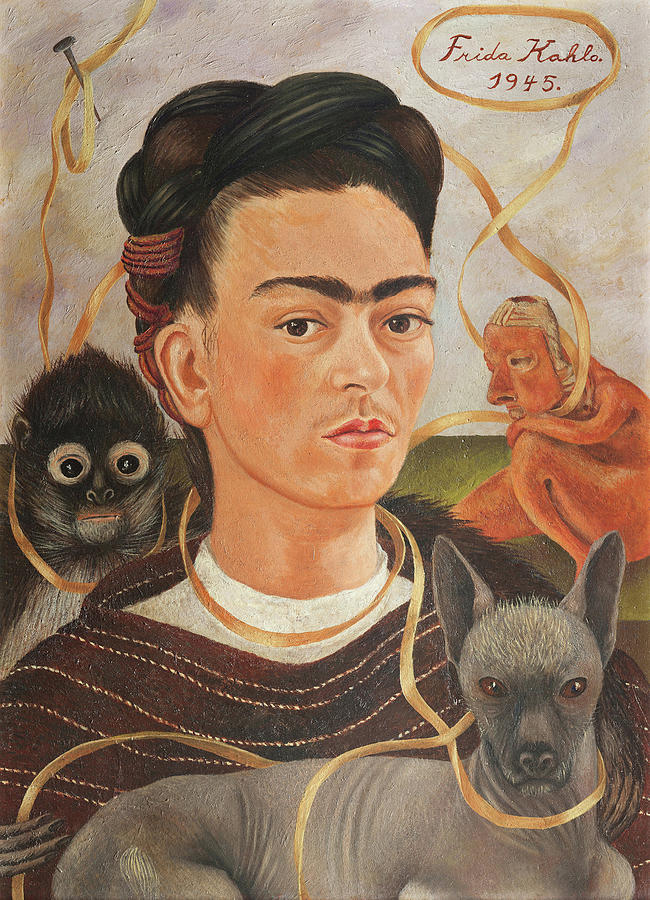 Self-portrait with Small Monkey Painting by Frida Kahlo - Fine Art America