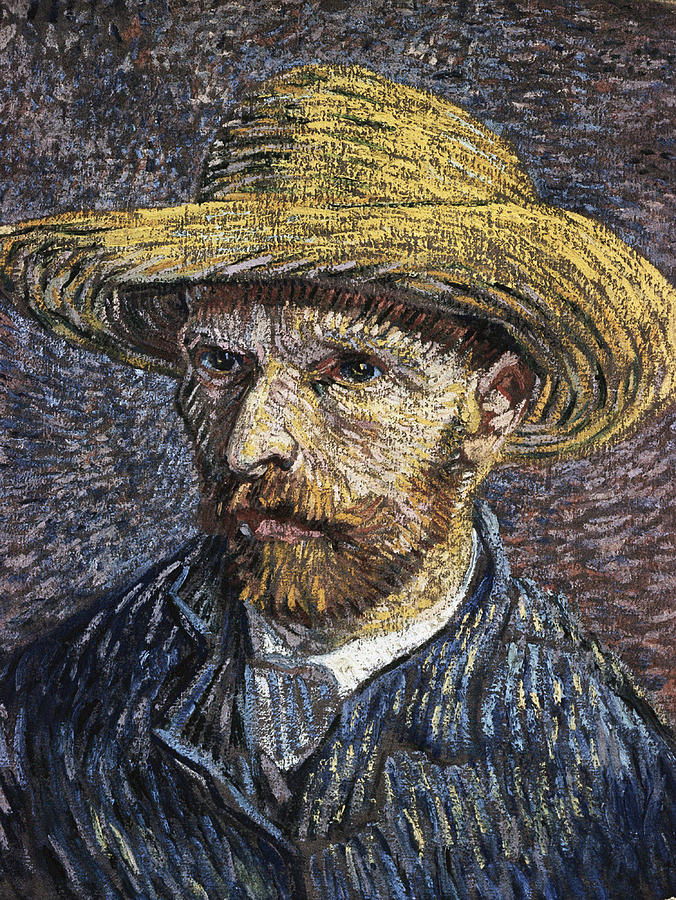 Impressionism Painting - Self - Portrait with Straw Hat1 by Vincent Van Gogh