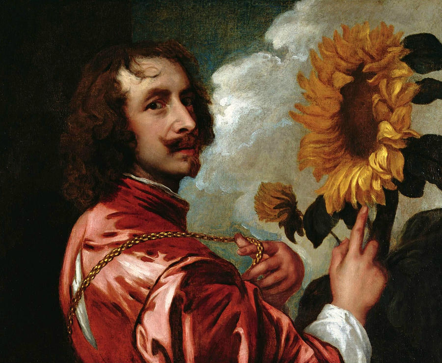 Self-Portrait With Sunflower, after 1633 Painting by Anthony van Dyck