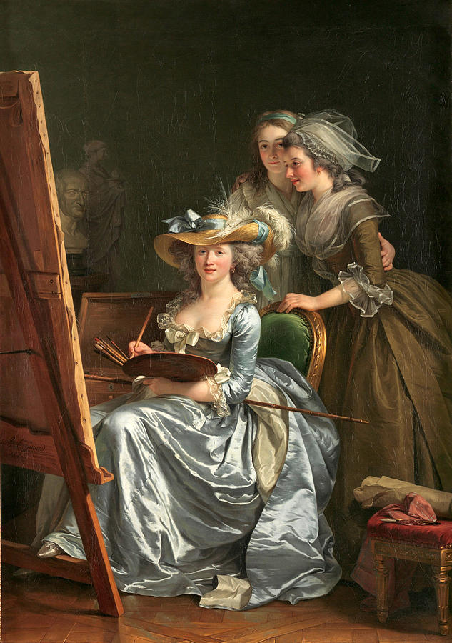 Self-Portrait with Two Pupils Painting by Adelaide Labille-Guiard