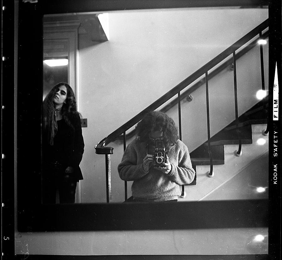 Self-Portrait, with Woman, in Mirror, Full Frame, 1972 Photograph by Jeremy Butler
